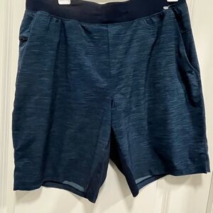 Lululemon Men's Athletic Shorts Size Large Navy w/ Gray Drawstring Pockets 9”